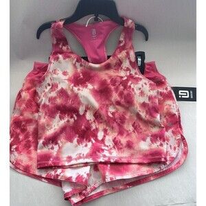 ID Ideology Big Girls Tie-Dye Elastic-Waist Pink  sport bra & short set xl